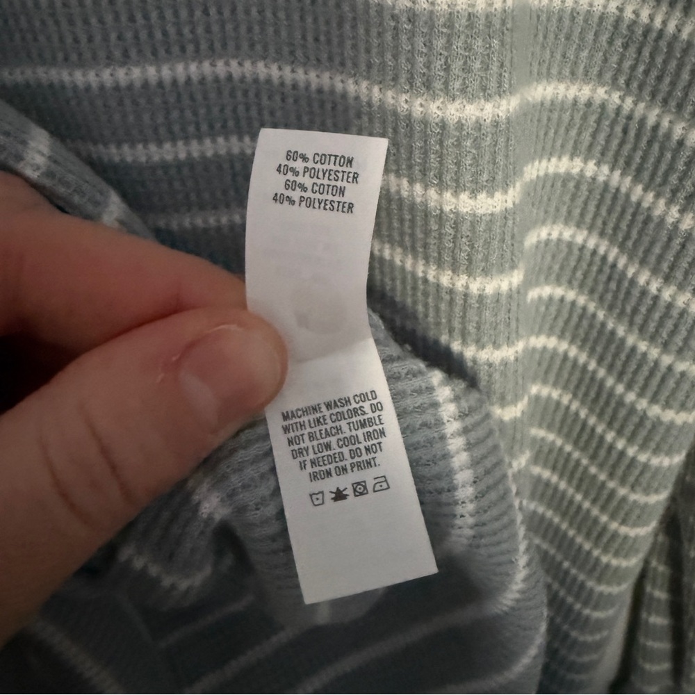 Aerie Blue White Stripe Waffle Thermal Shirt - Picture 3 of 3